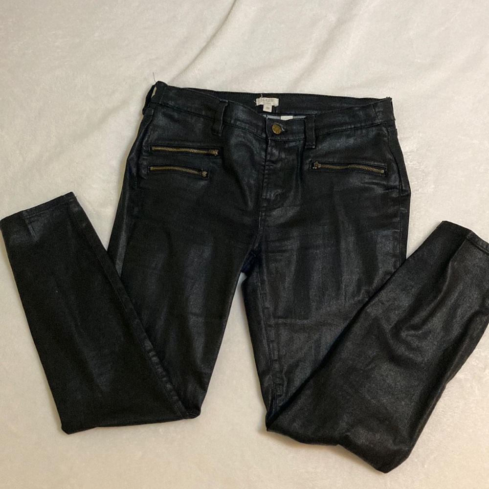 J Crew  coated skinny jeans, size 30, stretchy, black